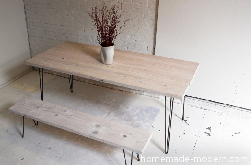 hairpin leg table and bench