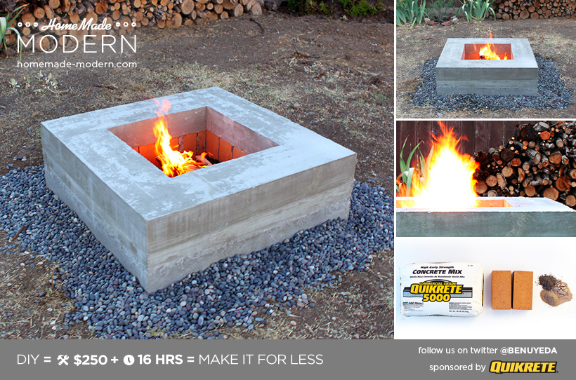 modern concrete fire table