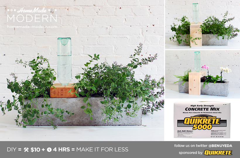 HomeMade Modern DIY Self Watering Concrete Planter Postcard