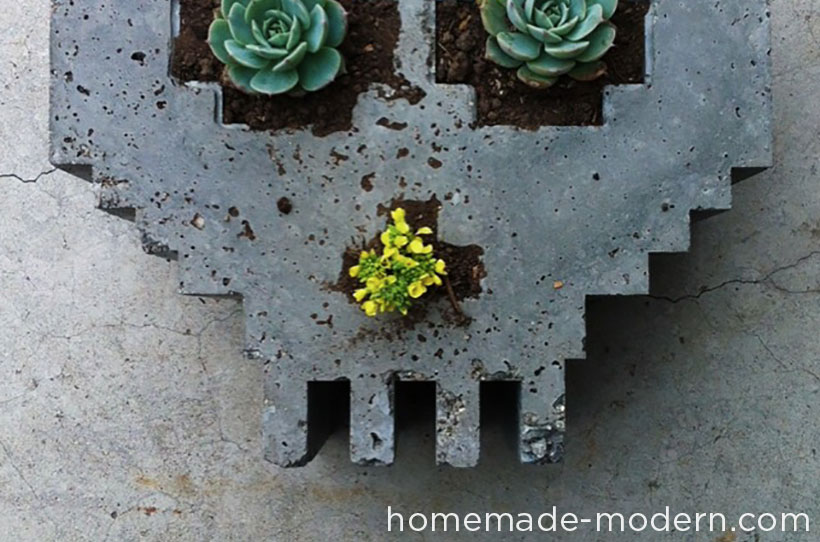 HomeMade Modern DIY EP33 8-Bit Concrete Skull Planter Options