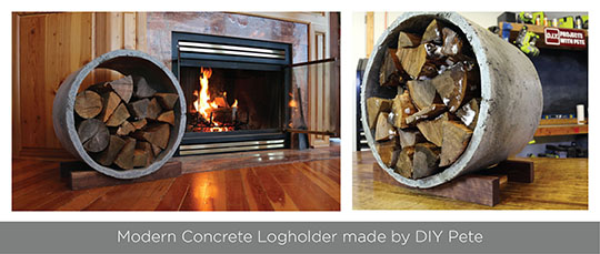 Modern concrete log holder by DIY Pete